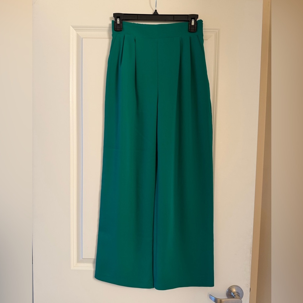 Women's High-Rise Wide-Leg Trousers in Teal